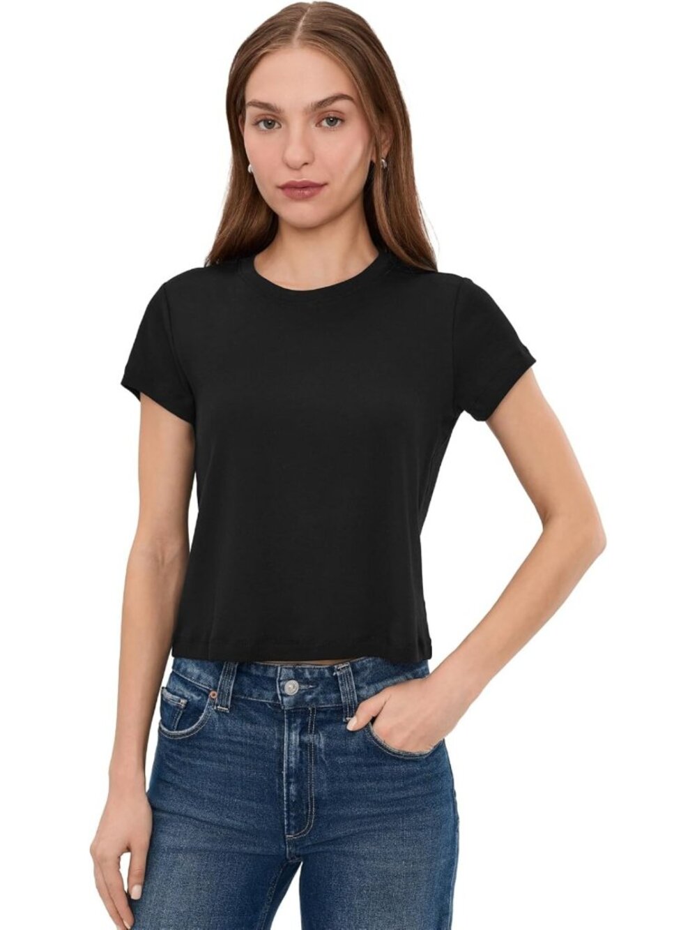 Vintage 90's Crop Short Sleeve T-Shirt | Casual Crew Neck Tee for Women